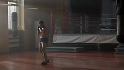 Boxer woman training. Shadowboxing. Stock Footage
