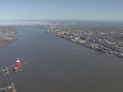 AERIAL River Mersey & Liverpool Stock Footage