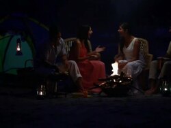 Friends enjoying at campfire  Stock Footage