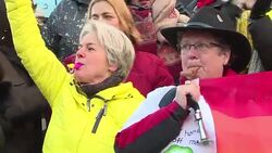 CLEAN : Flashmob outside Cologne cathedral to protest New Year assaults News Clip