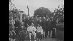 Photo op at Cairo Conference with Chiang Kai-Shek, Franklin Roosevelt, Winston Churchill, Madame Chiang Kai-Shek and civilians News Clip