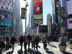 MS People walking on side walk / New York, Manhattan, new york, United States    Stock Footage