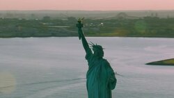 'WS AERIAL TS Shot of Statue of liberty  / New York City, United States' Stock Footage