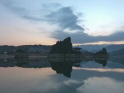 WS T/L Sunrise of Dannyang Dodamsambong (Dodam three hills) / Dannyanggun, Chungcheongbuk-do, South Korea Stock Footage