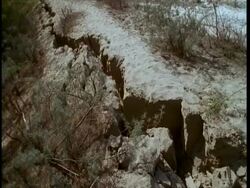 MS High angle, Fault line running through desert, Gujarat, India Stock Footage