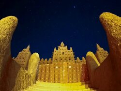 T/L, WS, Grand Mosque of Djenne night to day / Djenne, Mali Stock Footage
