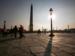 HD Time-lapse: Pedestrian crowded at Obelisk Place la Concorde, Paris Stock Footage