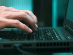 Businessman using a laptop Stock Footage