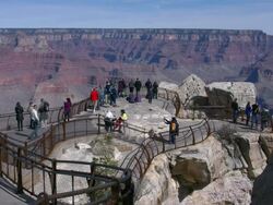 Grand Canyon lookout steps Stock Footage