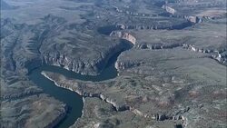 Bighorn Canyon National Rec. Area  - Aerial View - Montana, Big Horn County, United States Stock Footage