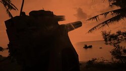 Guam USA Territory War In The Pacific park with Japanese 20 cm guns at sunset Stock Footage