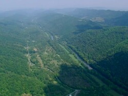 WS AERIAL ZO View of rural area with river / Tennessee, United States Stock Footage