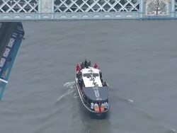 Aerials of flotilla marking Churchill anniversary News Clip