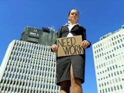 HD DOLLY: Unemployed Businesswoman Stock Footage