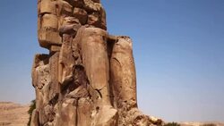 Colossi of Memnon Sculptures in Luxor Egypt Stock Footage