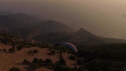 paraglider taking off Stock Footage