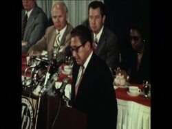 SYND 24 4 73 KISSINGER ADDRESSING PRESS AND OUTLINES NIXON'S EUROPE VISIT News Clip