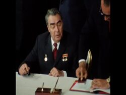 SYND 3 7 74 NIXON AND BREZHNEV SIGN NUCLEAR ARMS AGREEMENT IN MOSCOW Instructional Video