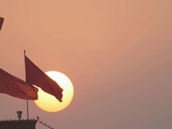 Beijing Red Flag and Tiananmen Square at Sunset Stock Footage