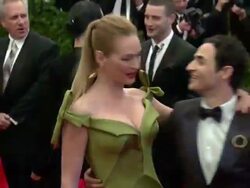 Uma Thurman and Zac Posen at "PUNK: Chaos To Couture" Costume Institute Gala Stock Footage