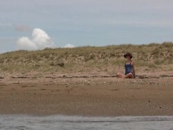 Beach Yoga: Stretches, Wide Stock Footage