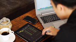 business man using tablet analysis stock Stock Footage