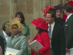 PM David and Samantha Cameron leaving Westminster Abbey at the Royal Wedding Departures Westminster Abbey B Camera at London England. (Footage by WireImage Video/GettyImages) Stock Footage