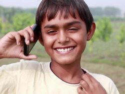 Teenager Boy Talking on Phone Stock Footage