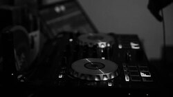 Dj playing music. Black and white Stock Footage