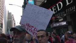 Anti-Iran 'No Nukes For Iran' Rally Protests NYC 2015 Stock Footage
