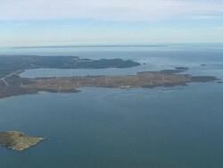 WS ARIEAL View of Tower at harbor Island / Maine, United States Stock Footage