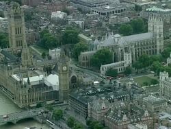 AERIAL WS Houses of Parliament Stock Footage