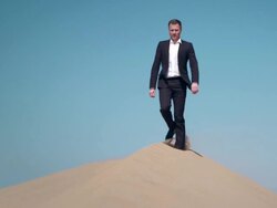 Businessman in desert Stock Footage