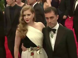 Amy Adams, Giambattista Valli at "Schiaparelli And Prada: Impossible Conversations" Costume Institute Gala Stock Footage
