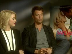 INTERVIEW - Julianne Hough and Josh Duhamel on the chemistry of their characters, on working with kids and their relationships at the Safe Haven Interviews in London on the 20th of February, 2013 Stock Footage