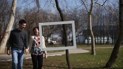 funny animated picture frame Stock Footage