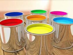 Cans of colored paint Stock Footage