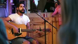 Singer/Songwriter Playing in Local Bar Stock Footage
