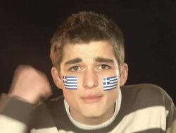 Greece football / soccer sports fan - HD &amp; PAL Stock Footage