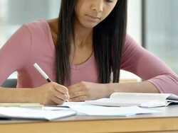 MS Female Student Writing An Assignment Stock Footage