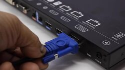 VGA Cable Install close Stock Footage