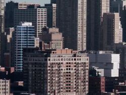 WS PAN TU View of downtown with Trump tower in winter / Chicago, Illinois, USA Stock Footage