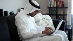 Arab Man shopping online Stock Footage