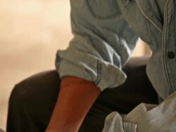 man with machine for grinding Stock Footage