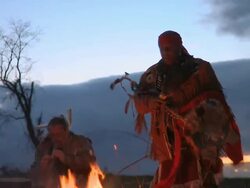 Native American Chief and Woodwind Player Stock Footage