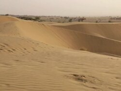 Panoramic view of a desert, Sam Desert, Jaisalmer, Rajasthan, India Stock Footage