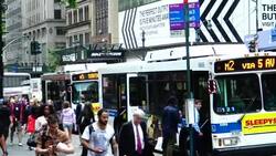 MTA Buses via 5th Ave, New York City Stock Footage