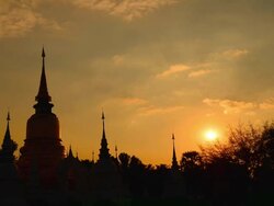 Time-lapse: Pagoda of Myanmar Art Style Temple at Sunset Silhouette Stock Footage