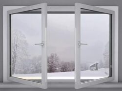Opening window in winter Stock Footage