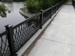 MS TD Two young girls having fun and riding bicycles in urban area near lake and inside park / Minneapolis, Minnesota, United States Stock Footage